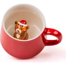 Frefly Store Mukko Home 3D Yavru Kaplan Figürlü Kırmızı Porselen Kupa - 350ML | Eğlenceli ve Sağlıklı,kırmızı