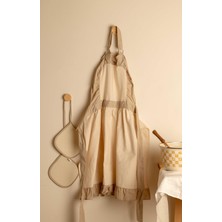 Frefly Store Mindy Pileli Vintage Mutfak Önlüğü ve Tutmaç Seti (Ayarlamalı Askılı)