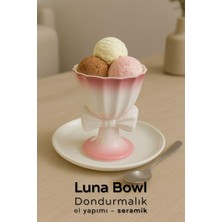 Frefly Store Arvale Lunabowl Seramik Dondurmalık - El Boyaması Pastel Renkli Şık Kase, Pembe