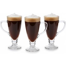 Frefly Store 3’lü Cam Kupa Seti 250 ml – Ayaklı Şeffaf Kahve ve Tatlı Bardağı – Latte, Cappuccino, Sıcak Çikolata Için
