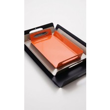 Frefly Store Orret Home Metal 3’lü Tepsi Seti Sunum Tepsisi Kahvaltı Tepsisi Servis Tepsisi Dekoratif Tepsi Seti Siyah Gümüş Turuncu Modern Tepsi Seti