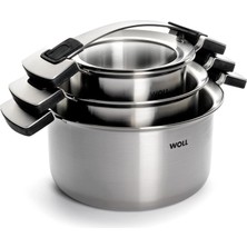 Frefly Store Woll Concept Pro 6 Parçalı Tencere Seti Endüktif - Tüm Ocak Türleri Için Uygundur, Paslanmaz Çelik, 220°'YE Kadar Fırına Dayanıklı, Gümüş, 24 cm