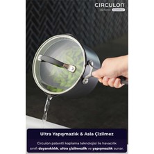 Circulon A1 Serisi Scratchdefense Çizilmez Yapışmaz Cam Kapaklı Sos Tenceresi - 16 cm