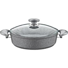 Frefly Store Oms Granit Karnıyarık Tencere 22X7 Gri Cam Kapak - 152.3310.01.02-22-GRİ