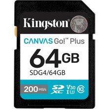 Frefly Store Kingston 64GB Canvas Go Plus Sd Card | Up To 200MB/S | Class 10, Uhs-I, U3, V30 | SDG4/64GB
