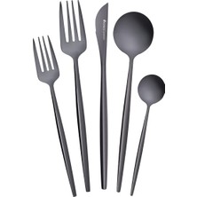 Frefly Store Karaca Orion Black 30 Parça 6 Kişilik Çatal Kaşık Bıçak Seti