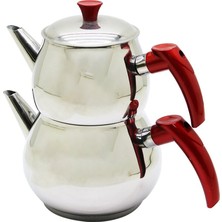 Frefly Store Chermik Ems Mar (Aile) (Büyük) Boy Küre Çelik Çaydanlık Seti (Üst: 1.2lt & Alt: 2lt)*8