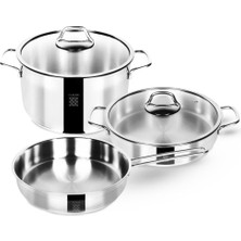 Frefly Store Serenk Modernist 5 Parça Çelik Tencere ve Tava Seti