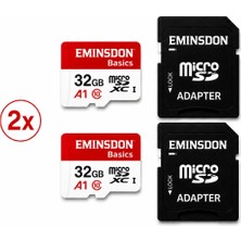 Frefly Store Eminsdon 32GB 2'li Paket Hafıza Kartı Mini Kamera Ev Araç Güvelik Kamerası Uyumlu Telefon Micro Sd CLASS10