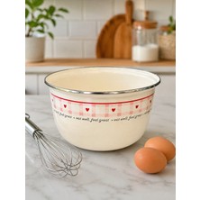 Onedekor 5 Litre Cutie Emaye Karıştırma Kasesi Salata Kabı Kalp Desenli