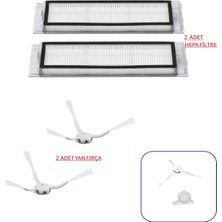 Frefly Store Lin Grup 360 S9 Vacuum Cleaner Uyumlu Hepa Filtre ve Yan Fırça Seti, 2 Adet 360 S8 Fırca Fıltre