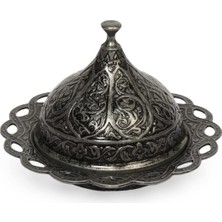 Frefly Store Alisveristime Kubbeli Osmanlı Tasarımlı Şekerlik – Kapaklı Metal Şeker, Çikolata ve Lokum Kabı – Kahve Sunumları Için Dekoratif Şekerlik (Siyah)