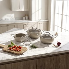 Frefly Store Aryıldız Brooks 6 Parça Mini Granit Tencere Seti Krem