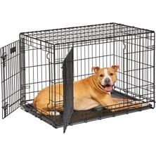 Frefly Store Midwest Homes For Pets Köpek Sandığı Yaşam Aşamaları 36' Çift Kapılı Katlanır Metal Köpek Sandığı | Bölücü Panel, Zemin Koruma Ayakları, Sızdırmaz Köpek Tavası | 90,5 cm x 62,1 cm x 55,7 Cm, Orta