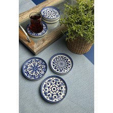 Frefly Store Tabakevi Tabak Evi Stoneware Mozaik Blue Sefa 6 Lı Çay Tabağı 10CM