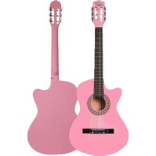 Frefly Store Midex CG-395PK Pembe Renk Kesik Klasik Gitar 4/4 Yetişkin Boy Sap Ayarlı Full Set