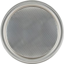 Frefly Store Alisveristime Osmanlı Motifli Yuvarlak Dövme Metal Servis Tepsisi – 6 Kişilik Sunum Tepsisi, 35 Cm, 485 G, 5 Renk Seçeneği (Gümüş Grisi)