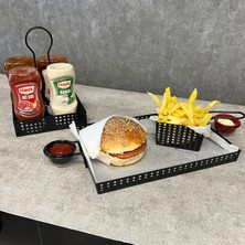 Frefly Store Metal Cafe, Restaurant, Ev, Ofis Sunum Tepsisi, Cafe ve Restaurant Burger Sunum Tepsisi Sofra, Masa Ekipman Model-1 Siyah