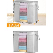 Frefly Store Serstil 2 Adet - Pencereli Saklama Çantası 50 x 45 x 30 cm - Gri Benekli