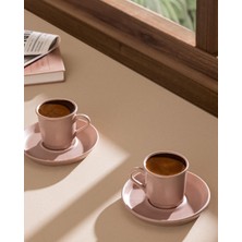 Frefly Store Kalre 6 Kişilik 12 Parça Kahve Fincan Seti - Pudra - 90 ml