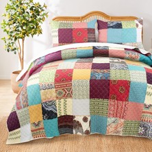 Frefly Store Greenland Home Renee Upcycle Benzersiz Kalan Kumaş Pamuk Astarlı Yorgan Seti, 3 Parça Tam/kraliçe