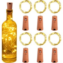 Frefly Store Yizhet Şişe Işık Zinciri, Mantar, Sıcak Beyaz, 6 Adet, 2 M, 20 LED