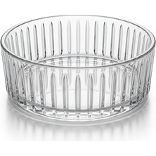 Frefly Store Deconox Pupa Model El Yapımı Üfleme Cam Sunum Kasesi - Optikli (Çizgili) Dekoratif Salata, Meyve ve Meze Kasesi (14X6 Cm)
