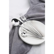 Frefly Store Çelik 30 Parça 6 Kişilik Gri Yemek Kaşık Çatal Bıçak Seti CIN735BY