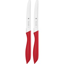 Frefly Store Wmf 2 Parça Kahvaltı Bıçağı Seti, 23 Cm, Tırtıklı Ekmek ve Sandviç Bıçağı, Özel Bıçak Çeliği, Plastik Sap, Kırmızı