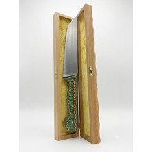 Frefly Store Sürmene El Yapımı Verzalit Saplı T5 Çelik Et Bıçağı Ahşap Kutulu Ağız Boyu 18 cm