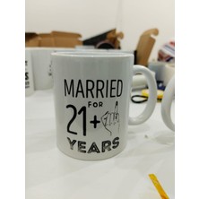 Frefly Store Married For 21+ Years Kupa - Evlilik Yıldönümü Komik Seramik Bardak Çift Hediyesi 325ML