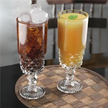 Frefly Store 6'lı Kokteyl Cam Kadeh - 220 ml Içecek Bardakları Kristal Tasarımlı Bardak, Şerbet Meyve Suyu Meşrubat Içki Bardağı
