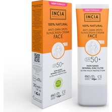 Frefly Store INCIA%100 Doğal Yüz Güneş Kremi Leke Karşıtı Aydınlatıcı Mineral Filtre Spf 50+ Uva1 Uva2 Uvb 30 ml