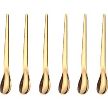 Frefly Store 304 Çelik 6 Adet Gold Lüx Modern Çay Kaşığı Kahve Fincan Kaşığı CIN581SR-6