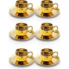 Frefly Store 6 Kişilik Porselen Kahve Fincan Takımı Gold TR3129