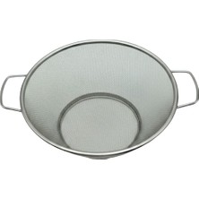 Frefly Store Premium 21 cm Paslanmaz Çelik Orta Boy Mutfak Süzgeci, Çift Kulplu Metal Pirinç Yıkama ve Makarna Süzme Kabı, Isıya Dayanıklı Delikli Sebze Meyve Kasesi (Gümüş)