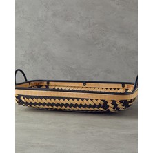 Frefly Store English Home Bamboo Bambu Dekoratif Tepsi Natural-Siyah