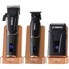 Frefly Store Powertec TR-5400 Saç & Sakal & Günlük Tıraş & Ense Çizim Profesyonel Berber Tıraş Makinesi 3'lü Set