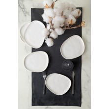Frefly Store Keramika Mat Beyaz Tetra Pasta Tabağı 23 cm 6 Adet