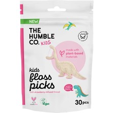 Frefly Store The Humble Co. - Humble Corn Starch Floss Picks - Kids 30 Pcs Kürdanlı Diş Ipi 30 Pcs - Çocuklar Için Çilek Aromalı (Dinazor Şekilli), Bitki Bazlı Malzemelerden Yapılmış, Tekrar Kullanılabilir