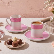 Frefly Store Aryıldız Nila 4 Parça 2 Kişilik Kahve Fincan Takımı Pembe 90 ml