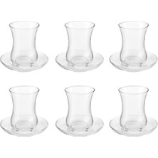 Frefly Store 12 Parça Klasik Çay Seti – 6 Çay Bardağı ve 6 Çay Tabağı, Şeffaf Cam, 8 cm Bardak, 10 cm Tabak, Şık ve Dayanıklı Tasarım
