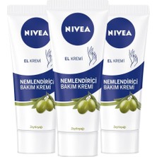 Frefly Store Zeytinyağlı Nemlendirici El Bakım Kremi 75ML, Yapışkan His Bırakmaz, Yumuşak Cilt Hissi, X3 Adet