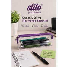 ArtMaster Şeffaf Kalemlik Lila Fermuarlı 1 Adet Stilo 1129 Tek Bölmeli Fermuarlı Plastik Çocuk Okul Kalem Makyaj Kutusu Neon Renk