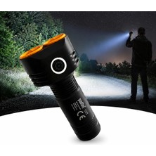 Frefly Store Vıvaluxe Panther Şarjlı LED El Feneri, 10W, 2400 Lümen, Çift Led, Type-C Şarjlı, Güçlü Mıknatıslı, 18650 Pil Dahil, Kamp, Araç Tamiri, Avcılık, Balıkçılık, Acil Durum Feneri