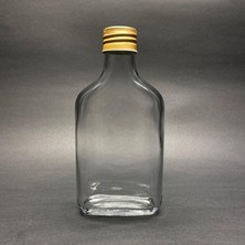 Frefly Store 4 Adet Şeffaf Cold Brew Metal Gold Kapaklı Soğuk Kahve Yassı Cam Şişe 200 ml ve Çubuk Buz Kalıbı