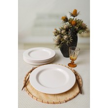 Frefly Store Keramika Beyaz Assos Servis Tabağı 28 cm 6 Adet 006
