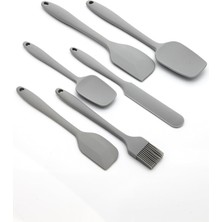 Frefly Store 6'lı Silikon Mutfak Spatula Seti, Bpa Içermez, Yüksek Isıya Dayanıklı, Gri Renk, Hediye Soyacak ile