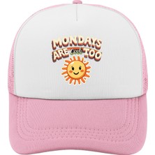 Frefly Store Mondays Are Cool Too Trucker Hat Kadın Komik Örgü Kamyoncu Şapkası Yaz Için, Pembe, Tek Beden