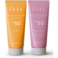 Frefly Store The Ceel Spf 50+ Güneş Kremi Seti - Leke Görünümü Karşıtı Güneş Kremi 50 ml ve Ton Eşitleyici Pembe Güneş Kremi 50 Ml, Uva Uvb Koruyucu Günlük Yüz Bakım Seti